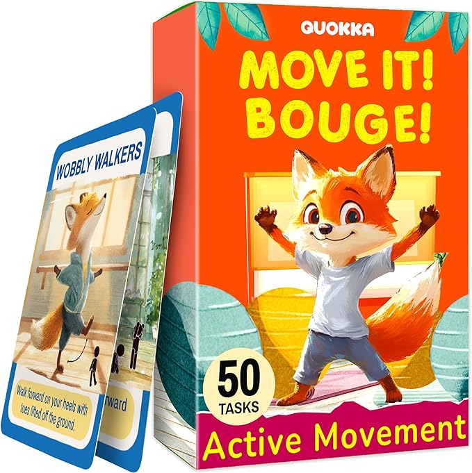 QUOKKA Active Movement Game for Kids Ages 4–8 – Animal-Themed Card Set with 50 Movement Tasks for Indoor & Outdoor Brain Breaks, Home & Classroom Activities