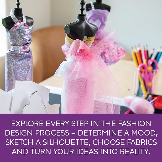 MindWare Fashion Designer Kits Ages 8+ - Run The Runway DIY Craft Kit for Girls - Creative Learning Activity for Kids - Design Dresses