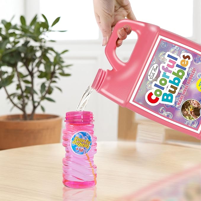 Lulu Home 2 Packs Bubble Concentrated Solution, 2 L/ 67.6 OZ Bubble Refill Solution for Kids Bubble Machine, Giant Bubble Wand, Bubble Blower, Birthday Party Favors - Up to 5 Gallons, Pink Bottle