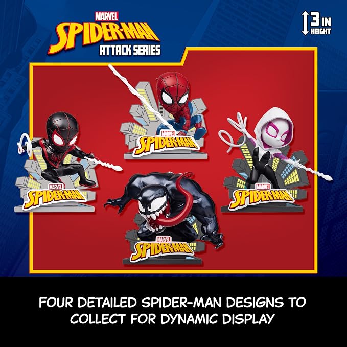 YuMe Spider Man Attack Action Figure - 3.5" | Single Pack Collectible Toy in Box | Official Licensed Marvel Merchandise | Gift for Marvel Superhero Fans & Collectors | Collect the Set | Durable Vinyl