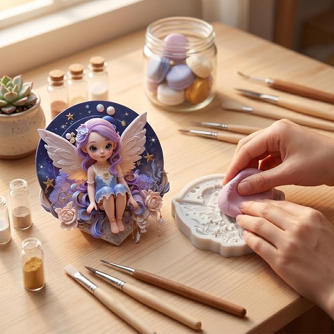 Flower Fairy Polymer Clay Molds Butterfly Fairy Silicone Mold for Epoxy Resin Casting DIY Crafts Air Dry Polymer Crafts Supplies Clay Tools