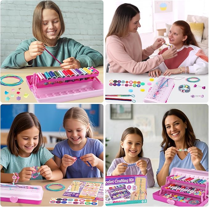 TingingYuli Friendship Bracelet Making Kit for Girls Ages 8-12, DIY String Bracelet Maker with 3-Layer Storage Box, Jewelry Making Kit Arts and Crafts Toy Gift for Kids Ages 6-12