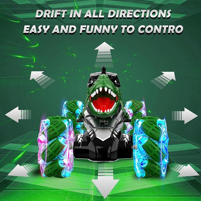 Rcabcar RC Dinosaurs Monster Truck with Light & Music, Gesture Sensing Remote Control Cars, Dinosaur Toy Cars for Kids Boys Girls Toy Gift Age 8 9 10 11 12 yr
