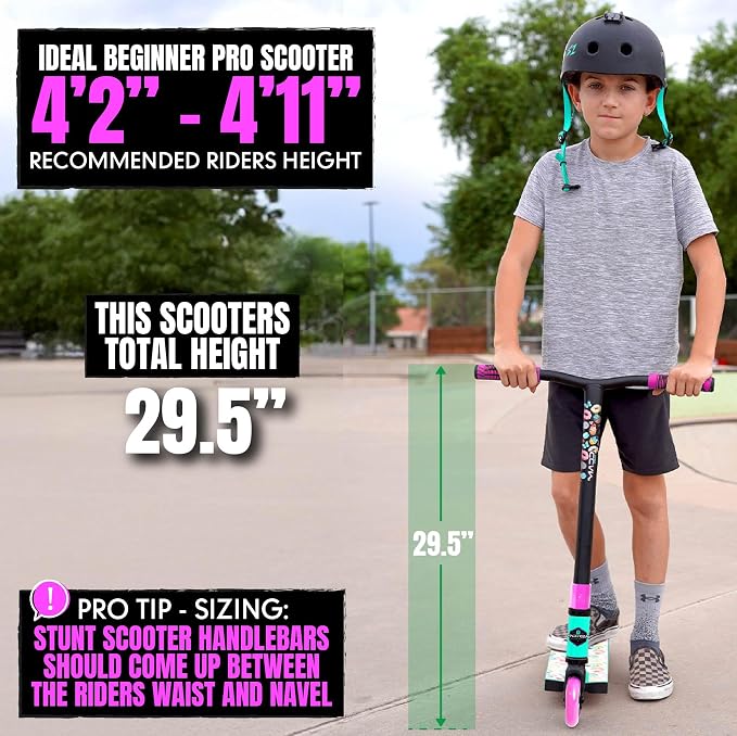 Pro Stunt Trick Scooter for Kids Ages 5-12 – Lightweight Durable Freestyle Kick Scooter for Skatepark and Street – Easy Assembly – Madd Gear MG2