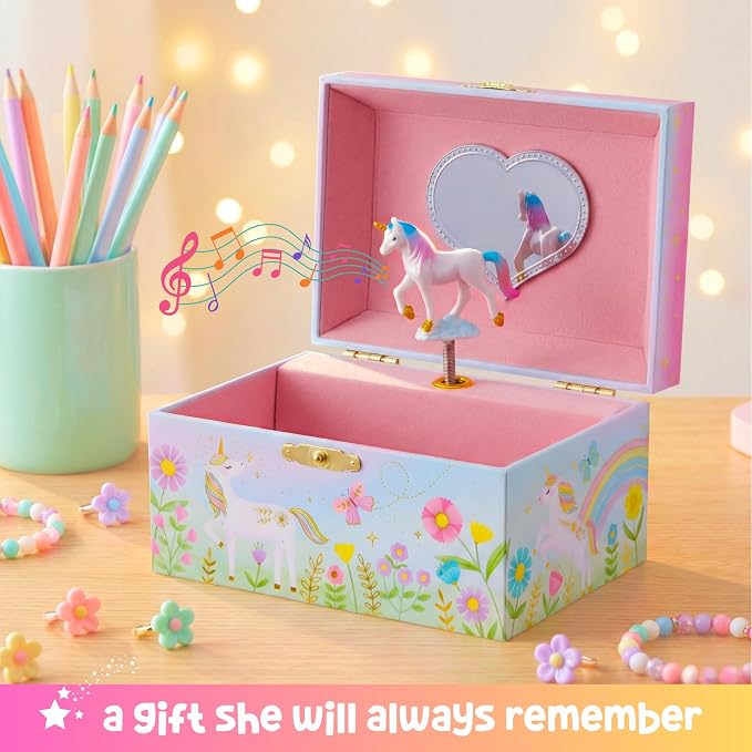 Giggle & Honey® Musical Unicorn Jewelry Box for Girls | Music Boxes for Little Girls | Toddler Jewelry Box for 4 Year Old Kids | Toys for Toddlers | Birthday Gifts for Kids 5, 6, 7, 8, 9 Years