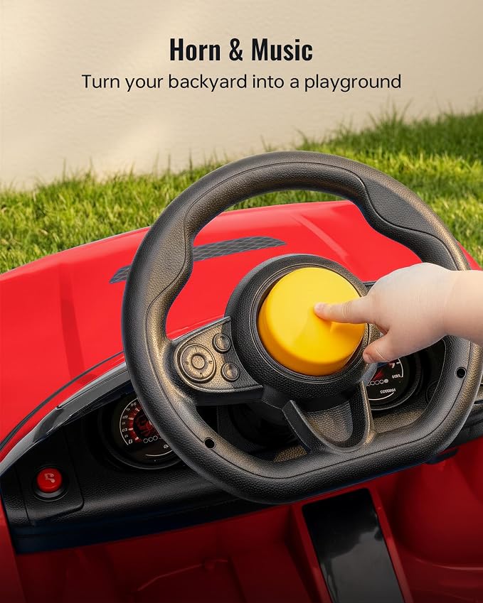 Licensed Dodge Ride on Push Car for Toddlers, Kids Push Car with Handle, Music and Horn for Toddlers 1-3 Years - Red