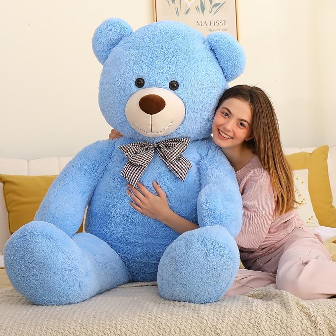 MaoGoLan Giant Plush Teddy Bear, Life Size Large Stuffed Animal, 5 Feet, Soft and Fluffy Big Teddy Bear Gift for Baby Shower, Christmas, Valentine's Day, Blue