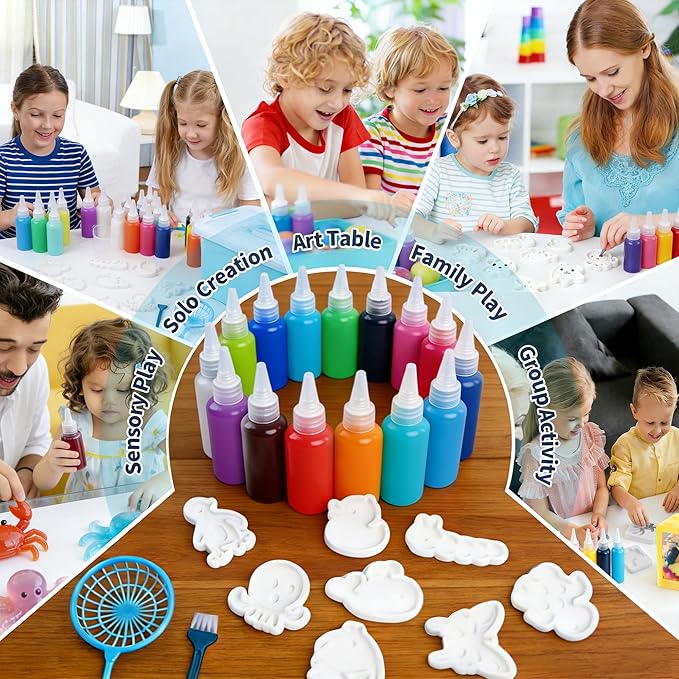 Magic Water Elf Toy Kits, Aqua Fairy Water Gel for Kids, 24 Gels 20 Molds, Squishies Squishy Toy Maker, Arts Crafts Magic Gel Water Pets Set for ages 3+ Girls Boys Toys Birthday Christmas Easter Gifts