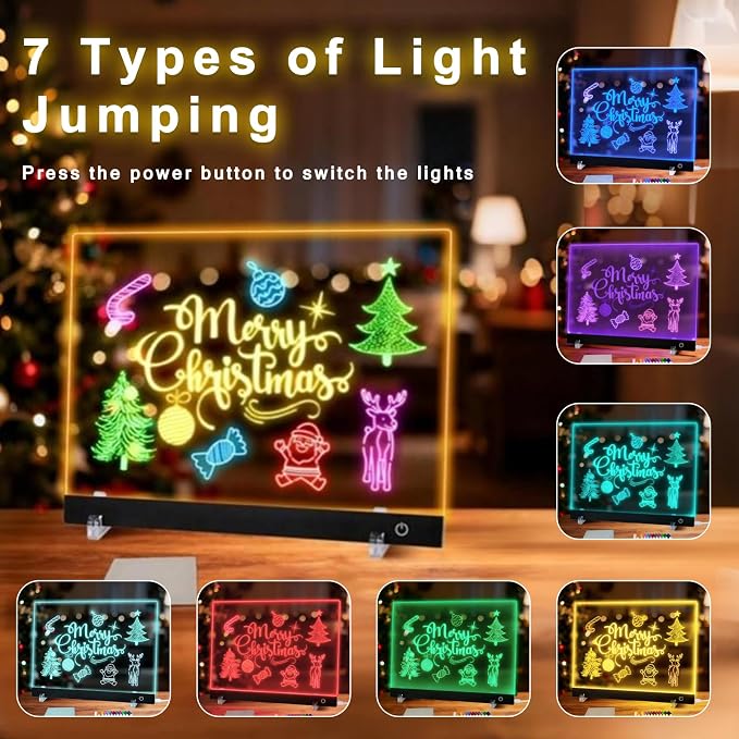 LED Drawing Board for Kids, 13.7" Light Up Doodle Board with 8 Color Modes, Thickened Scratch-Resistant Dry Erase Note Board, USB Powered Glow Art Pad, Complete Art Set, Birthday Gifts for Boys Girls
