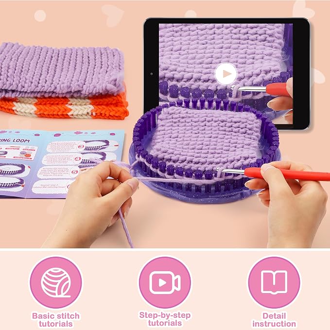 QXHOL Knit Hat Scarf Knitting Loom Kit - DIY Craft Kit for Beginners，Create Custom Hats & Scarves Ideas Christmas Birthday Gifts for Girls & Boys，Toys for Age Kids 6 7 8 9 10 11 12