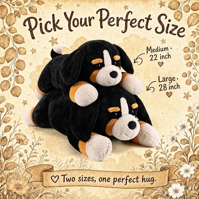 gnomantic Bernese Mountain Dog Weighted Stuffed Animals - 22 Inch 4.5 Pounds Weighted Plushies Dog Stuffed Animal - Big Plush Pillow - Cute Plush Toy Gifts for Kids & Adults (22" 4.5 lbs)