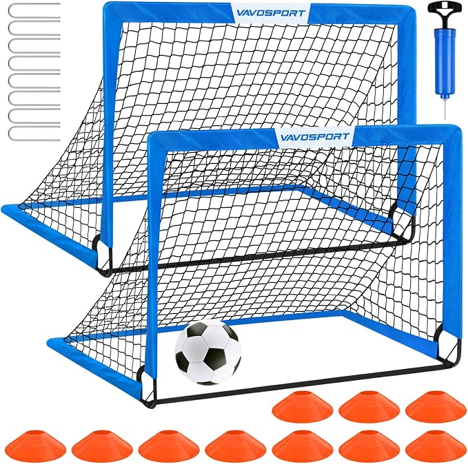 Kids Soccer Goals for Backyard Set - 2 of 4' x 3' Portable Soccer Goal Training Equipment, Pop Up Toddler Soccer Net with Soccer Ball, Soccer Set for Kids and Youth Outdoor Games, Sports, Play