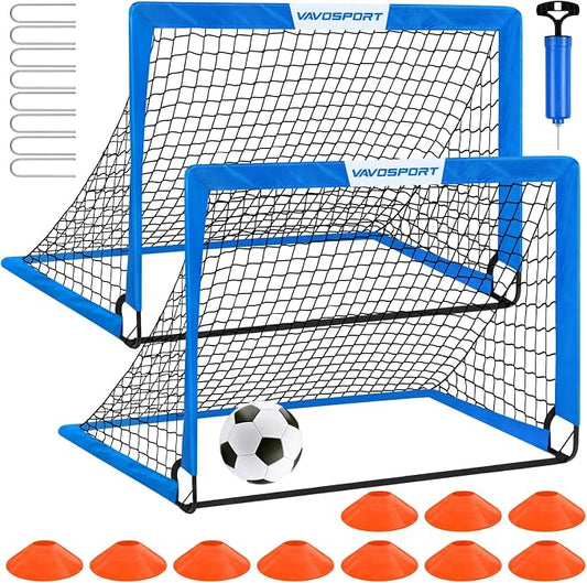 Kids Soccer Goals for Backyard Set - 2 of 4' x 3' Portable Soccer Goal Training Equipment, Pop Up Toddler Soccer Net with Soccer Ball, Soccer Set for Kids and Youth Outdoor Games, Sports, Play