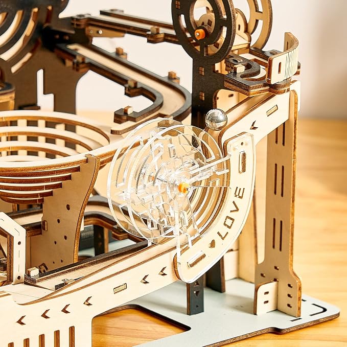 3D Wooden Puzzles Marble Run Set - Mechanical Model Kits with Motor, Brainteaser and Puzzle for Christmas/Birthday,Gifts for Adults and Teens to Build Combination