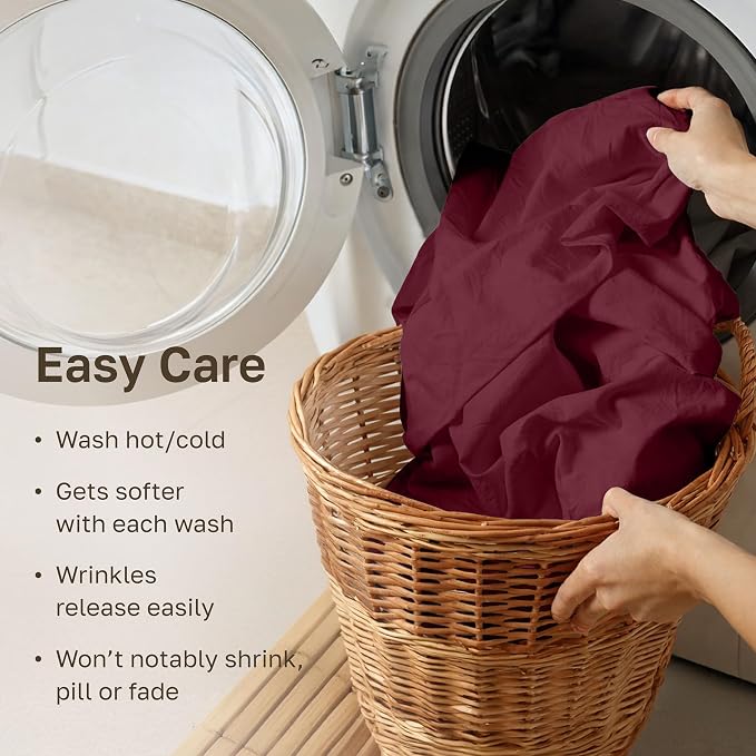 California Design Den Soft 100% Cotton Full Size Bed Sheets Set, 400 Thread Count Good Housekeeping Award Winner, Silky Smooth Sateen with Deep Pockets, Durable Full Bed Sheet Set - Burgundy Red