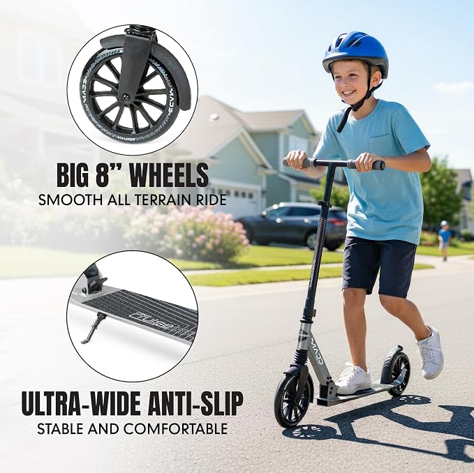 Kick Scooter for Kids, Teens & Adults - Lightweight Durable Frame, Smooth Ride, Sturdy Deck - Fun Rides for All Ages - Madd Gear