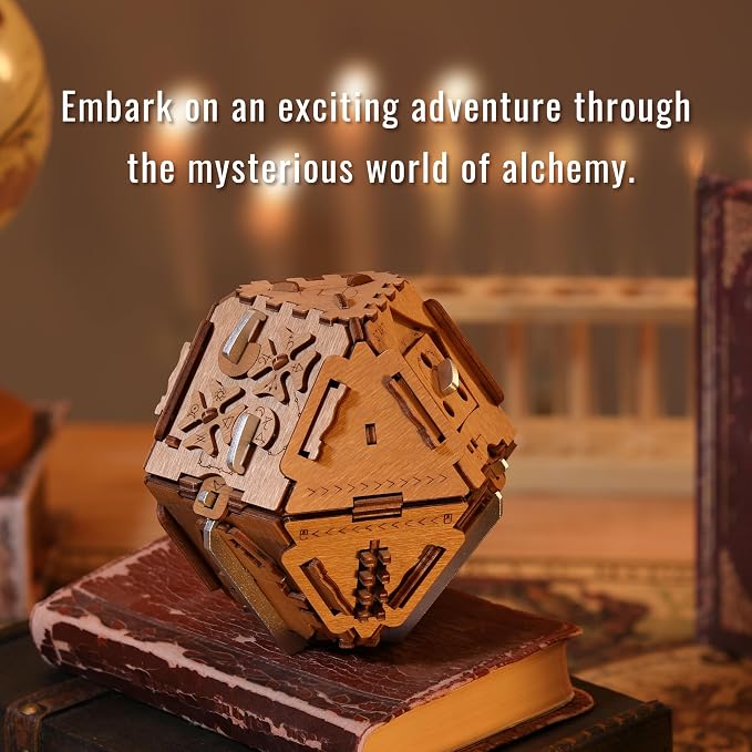Puzzle Potato Philosopher's Stone Puzzle Box - 3D Brain Teaser Puzzle for Adults - Wooden Treasure Chest - Money Puzzle Box for Cash Gift - Escape Room Game (Metal)