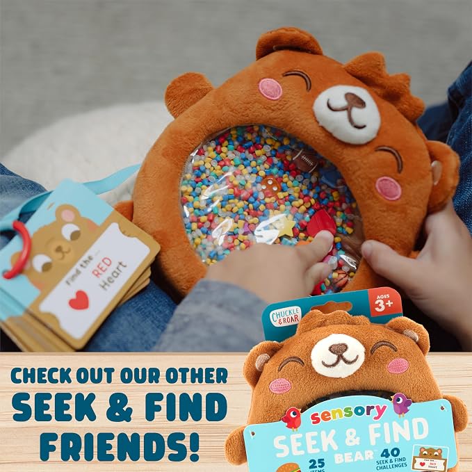 Chuckle & Roar Seek & Find Plush Polar Bear Game - Ages 3+, Multicolor, 1 Plush, 20 Cards - Portable Travel Toys - Screen Free Sensory Toys for Toddlers - Back Pouch Storage Toddler Plane Essentials