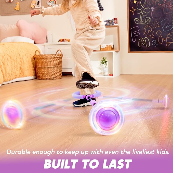 JOYIN Purple Ankle Skip Ball with Flashing Lights, Toy for Kids Indoor & Outdoor, Flashing Swing Ball Foldable Sports Toy, Birthday Gifts for Kids 3 4 5 +