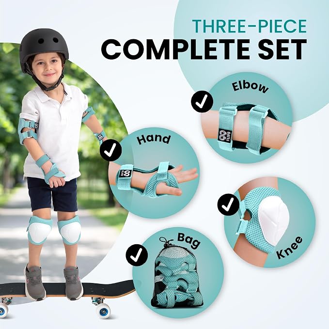 99FLIPS 6pcs Complete Set 3-12 Years- Knee Pads Elbow Pads and Wrist Guards for Kids and Toddler