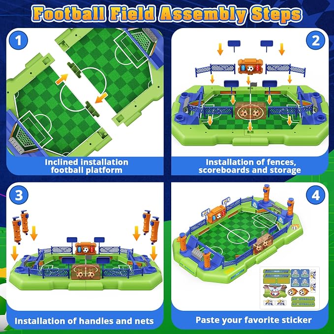 Fortand Soccer Board Game for Kids, Mini Foosball Table Game for Boys & Girls Ages 3 4 5 6 7 8-12, Finger Football Pinball Interactive Table Games Indoor Sports Soccer Toy Birthday Gifts for Kids 5-8