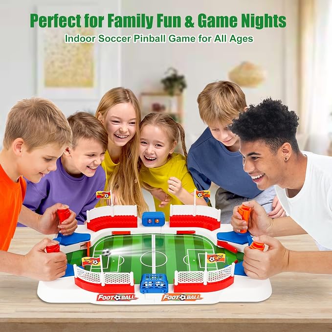 Mini Foosball Table Soccer Board Games for Kids Adults Indoor Table Games with Dual Flipper Controls High Fences Pinball Machine Soccer Toy Birthday for Boys Age 6 7 8-12