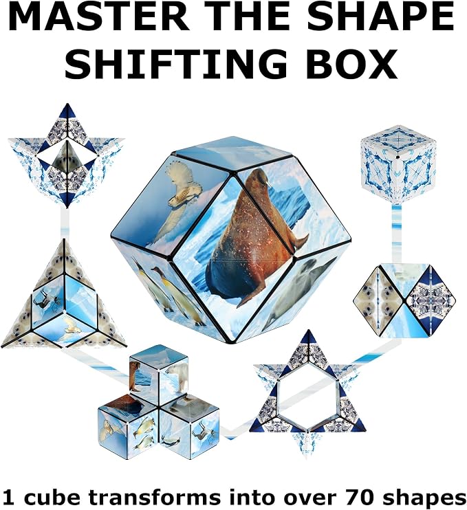 Shashibo Sensory Fidget Toy for Adults & Kids, Stress Relief Fidget Toy for Adults, Teens & Kids, Cool Fidget Toys for Desk, Classroom Must Have, Sensory Shape Shifting Cube, 100+ Possible Shapes