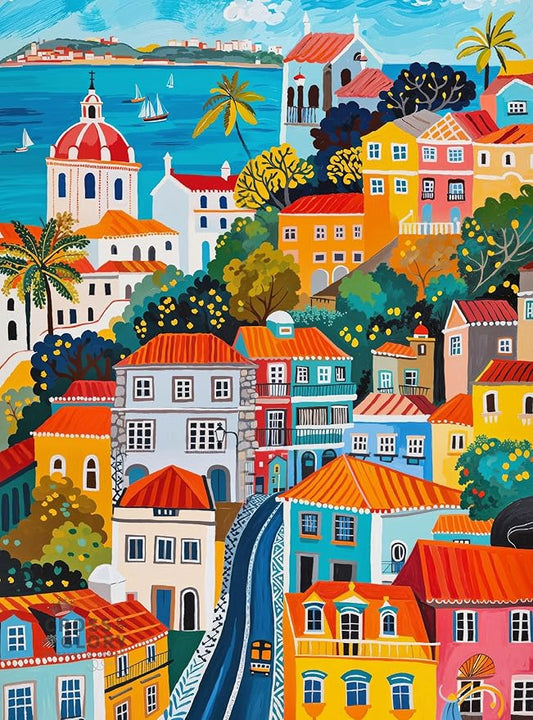Cross & Glory | 1000 Piece Jigsaw Puzzles for Adults | Vibrant Vistas of Lisbon │ Folk Art Lisbon Puzzle │ Satin Finish Portugal Puzzle 1000 Pieces │ Ages 14+