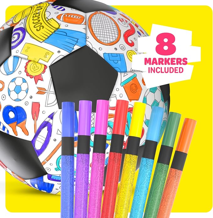 Dan&Darci Soccer Ball Coloring Kit for Kids - Soccer Gifts for Girls & Boys - Sports Gifts - 3 4 5 6 7 8 Year Old Boy Birthday Gift - Craft Kits for Kids Ages 4-8 Year - Boy Toys - Games Accessories
