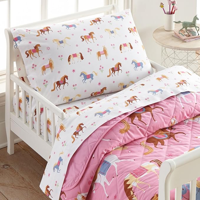 Wildkin 100% Cotton Kids Pillowcase – Soft, Breathable & Standard Size (20x30) - Horses