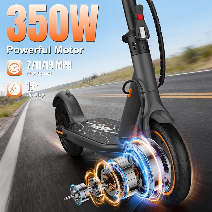 WERHY Foldable Kids Electric Scooter, 350W Motor, Max 12/16Miles Long Range, 19 MPH Max Speed, 8.5" Solid Tire, Lightweight Foldable E-Scooter with Dual Braking, Digital Display, Cruise Control