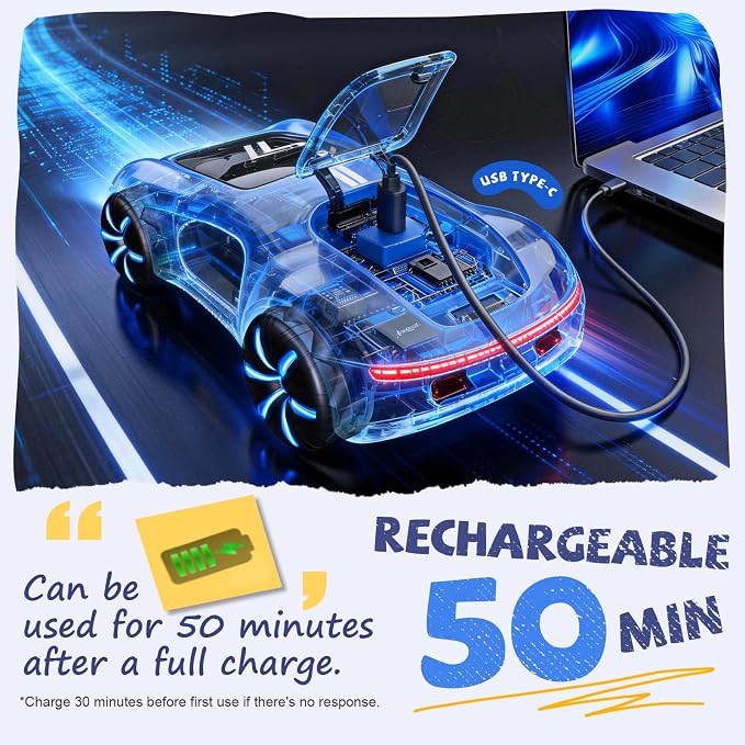 AEROQUEST Gesture Sensing Remote Control Car for Kids Gift | Remote Control Stunt Drift USB-C Charging Light Spray Sound Gesture Sensing Spotrs Birthday Holiday Gifts 2.4GHz 4WD
