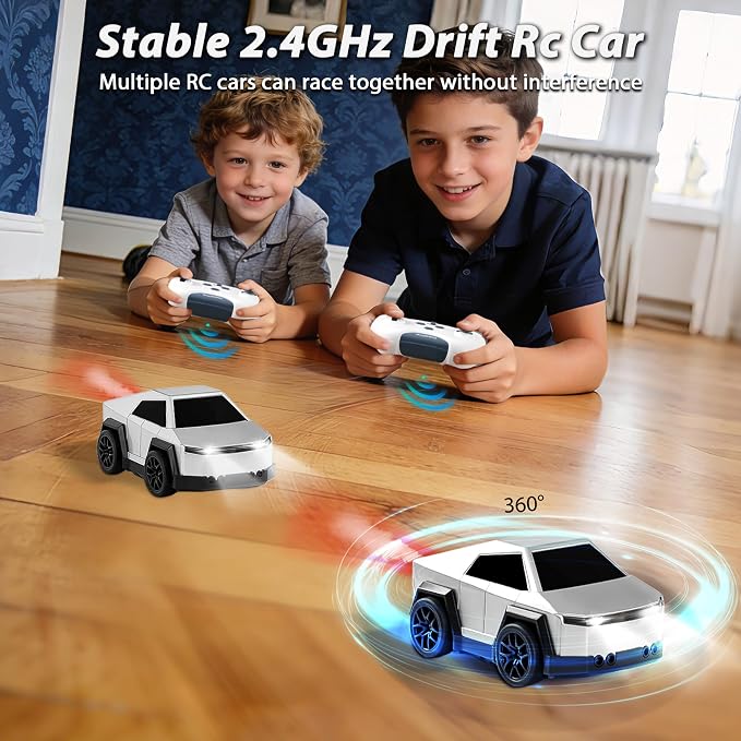 Remote Control Car Cyber-Inspired Rc Cars Toys with Drift Spray Lights Sound Automatic Follow 2.4GHz Rc Truck Toys for 3+ Boys Pet