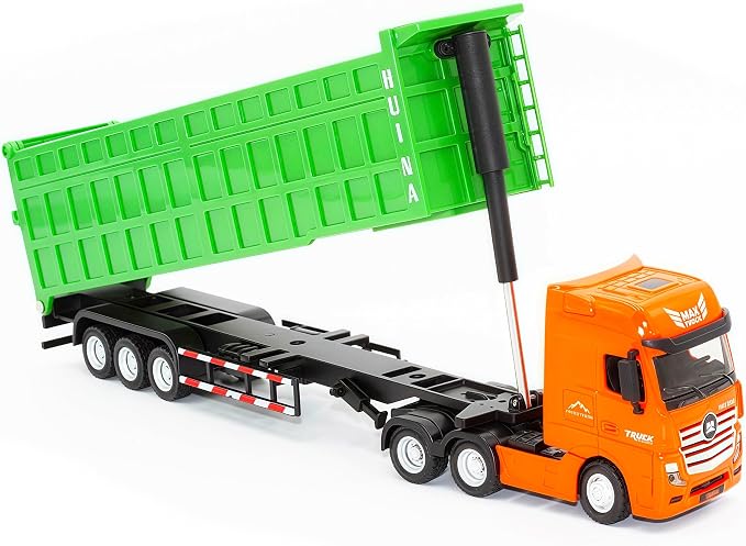 Gemini&Genius Construction Dump Truck Toy, Heavy Duty Alloy Transport Truck Toy, Construction Vehicle Toys, 1:50 Scale Diecast Dump Trailer, Toy Trucks for Kids (Detachable)