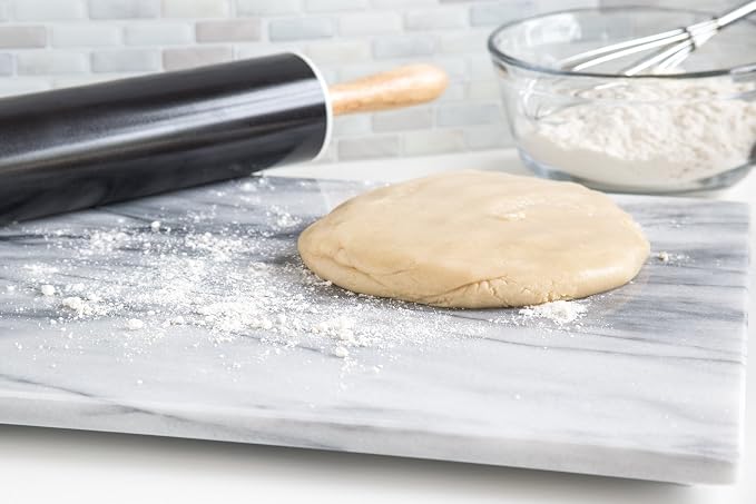 Fox Run Marble Pastry Board White, 16 x 20 x 0.75 Inch Natural White Marble Dough Board