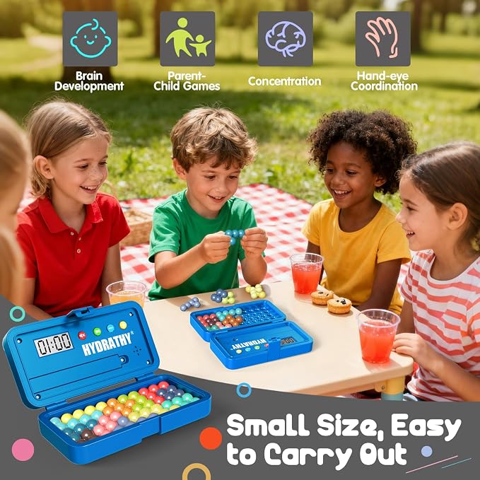 Brain Teaser Puzzles Games for Kids Adults with Timer, 2 Modes Handheld Travel Games, Single Player Mind Challenge Toys, STEM Montessori Educational Gifts for Kids 3+, Teens & Adults (Blue)