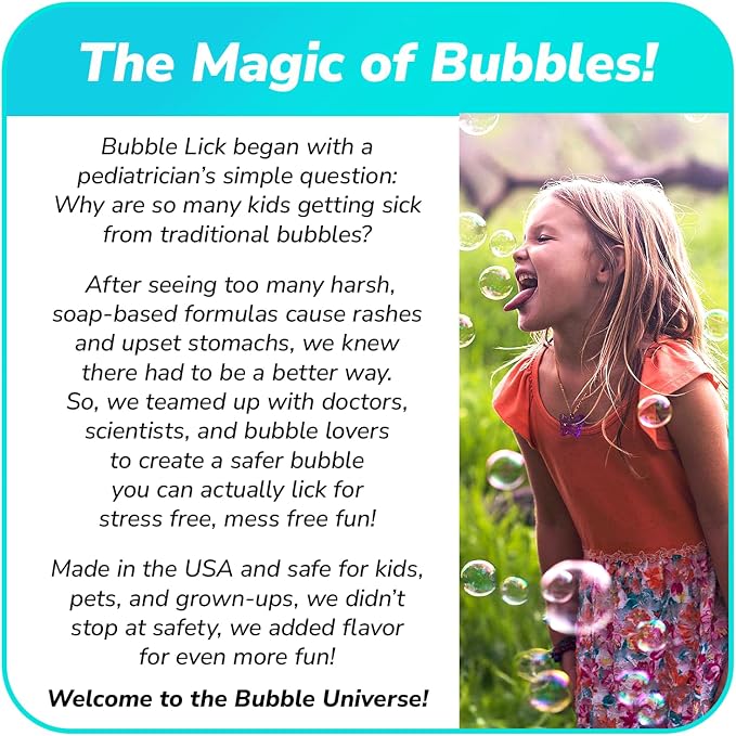 Bubble Lick Ice Cream Flavored Bubbles 4 Pack Vanilla Cookie Dough Strawberry Choc Mint USA Made