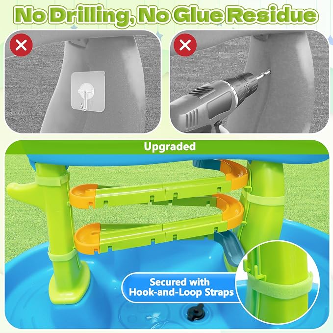 Water Slide Toys for Step2 Rain Showers Water Table Accessories, Quick-Install Summer Outdoor Water Play Table Toys Track Building Set with 6 Duck-Face Rolling Balls for Toddlers Kids Ages 3+