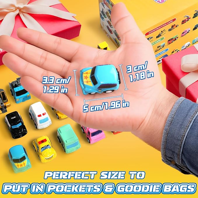 Fajiabao 18 PCS Toy Cars for Toddlers Mini Pull Back Cars Trucks Pinata Stuffers for Kids Party Favors for Kids 3-5 Classroom Prizes Basket Bulk & Goodie Bag & Treasure Box for 2 3 4 5 6 Boys Girls