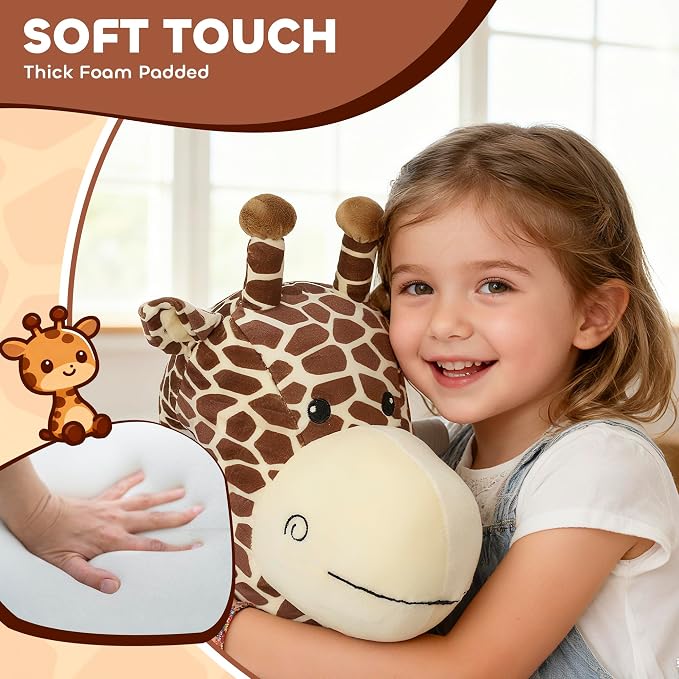 Qaba 6V Kids Ride On Horse, Battery Powered Ride on Toy, Giraffe Shaped Electric Riding Animal with Washable Plush Cover, Music, PU Wheels, Foot Pedal, Forward, for Girls Boys Aged 1.5-5 Years, Brown
