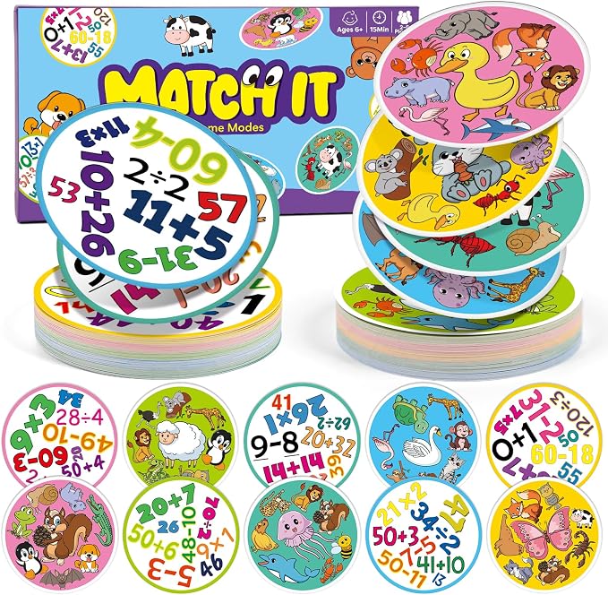Edulok Match Game Quick Memory Card Game,Fun Math Learning Card Math Game,Quick Reflexes Cards Animal Table Piles Games,Visual Perception Family Games,Preschool Classroom Homeschool Supplies