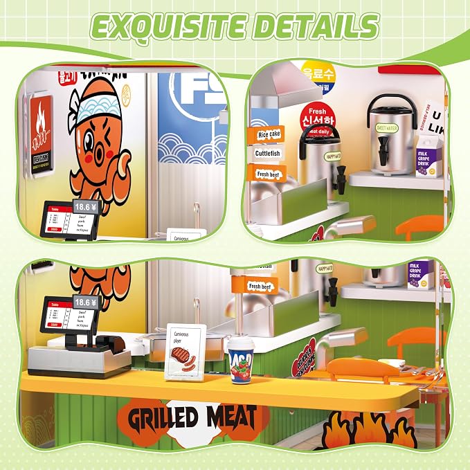 MINDNOOK DIY Miniature House Kit, LED Light-Up Dollhouse, Mini Dollhouse Building Set with Furniture, Craft Hobby Gift for Adults, Teens & Kids Ages 6+ (Teppanyaki)