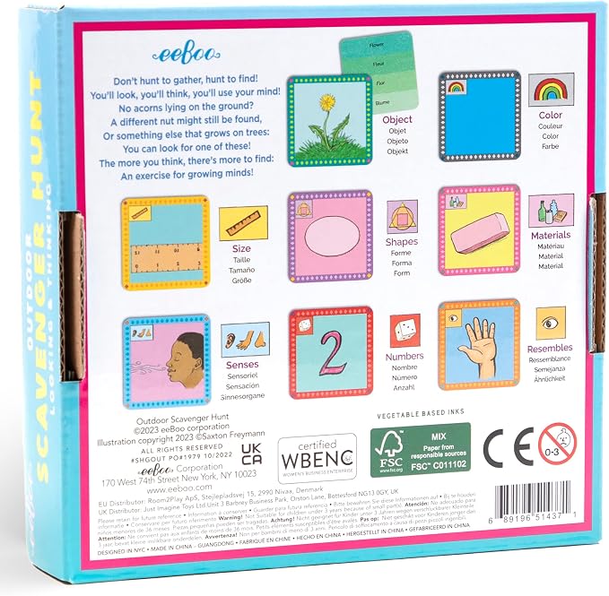 eeBoo Scavenger Hunt Outdoors Game, 50 Cards, Ages 3+