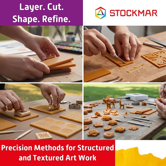 Stockmar Modelling Beeswax Sheets – 3 Sheets of Natural Color for Creative Sculpting, Handwork, Artistic Designs, and Shaping – Malleable Beeswax Arts and Crafts Supplies for Artists
