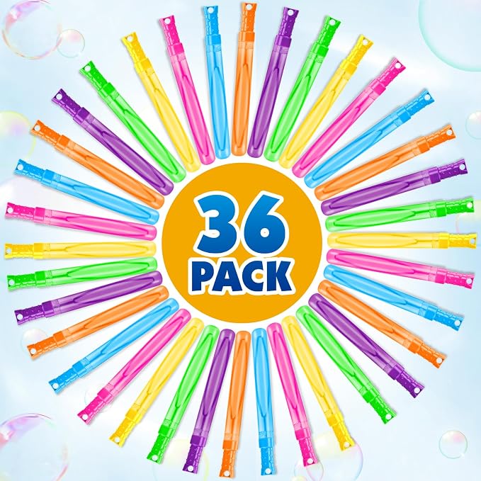 SpringFlower 36 Pcs Bubble for Kids, 2OZ Bubble Wands in 6 Colors, Bubble Bulk for Kid Party Favors, Summer Toys, Indoor & Outdoor Activities, Birthday, Wedding, Goodie Bags, Carnival Prizes