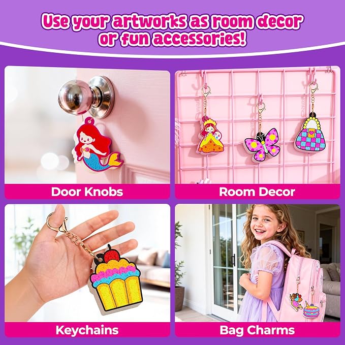 JoyCat 3D Art Kit - Magic Foam Texture Painting Kit, Princesses & Unicorn, Mess-Free Paint Crafts for Kids, DIY Color Activity, Travel Toy Creative Gift for Girls & Boys Ages 4-10
