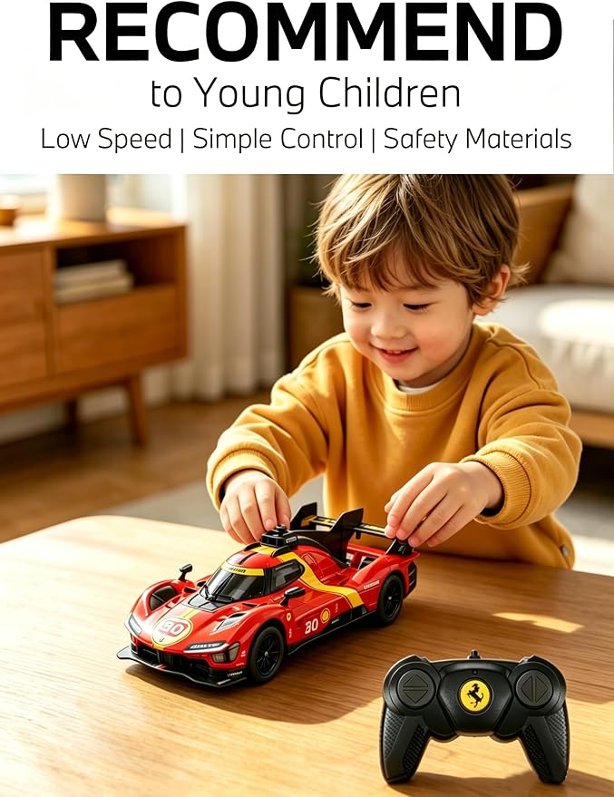 RASTAR 10370 1/24 RC Car Ferrari 499P with Openable Doors & DIY Decals | Officially Licensed, Ideal Gift, 2-Speed Switch, Independent Suspension, Racing Car Model for Play & Display