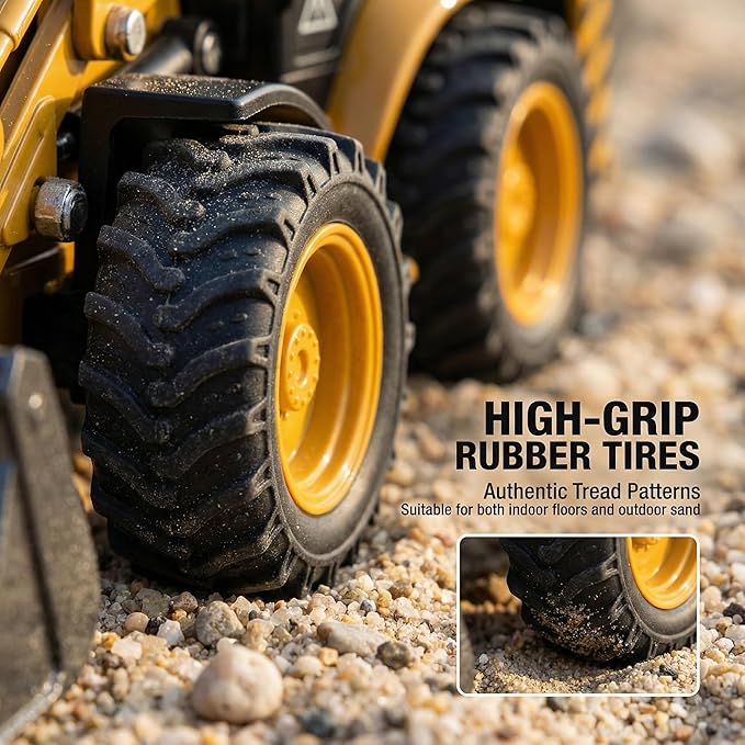 Excavator Backhoe Toys, 1/50 Metal Die-cast Excavator Front Loader Bulldozer Construction Vehicle Model Decoration Gifts for Kids Grandkids Christmas Birthday