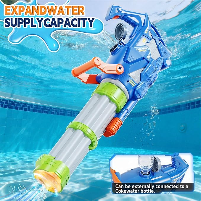 Electric Big Gatling Squirt Water Gun for Kids Adults - High Power Automatic Water Blaster with Large Capacity, Outdoor Summer Pool Long Range Water Toys Fight Games for Kid Age 8-12 Year Old