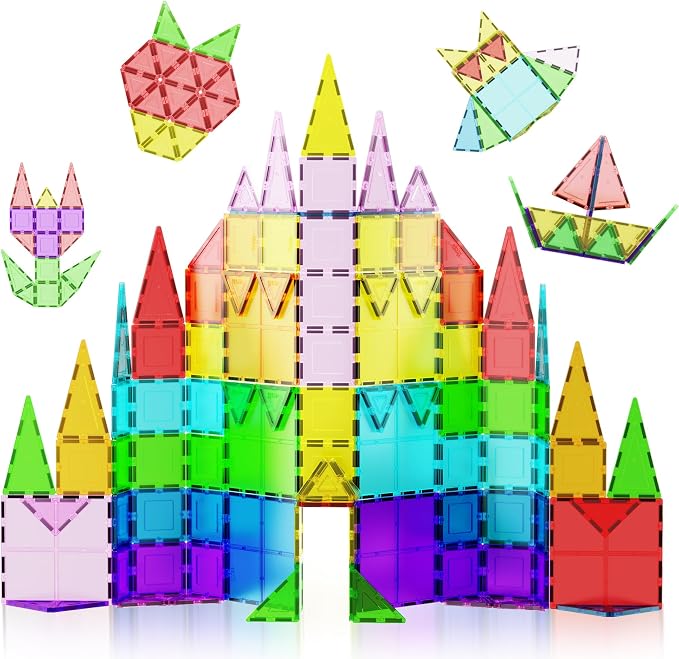 PicassoTiles Mega Building Bundle: 100PC + 60PC Magnet Tiles Construction Blocks Playsets, STEAM Learning & Educational Sensory Playset for Preschool & Kindergarten Kids Ages 3+, A Classroom Must Have